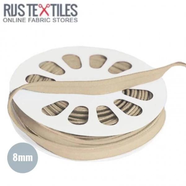 elastisches Glanz-Paspelband Breite 8 mm Beige